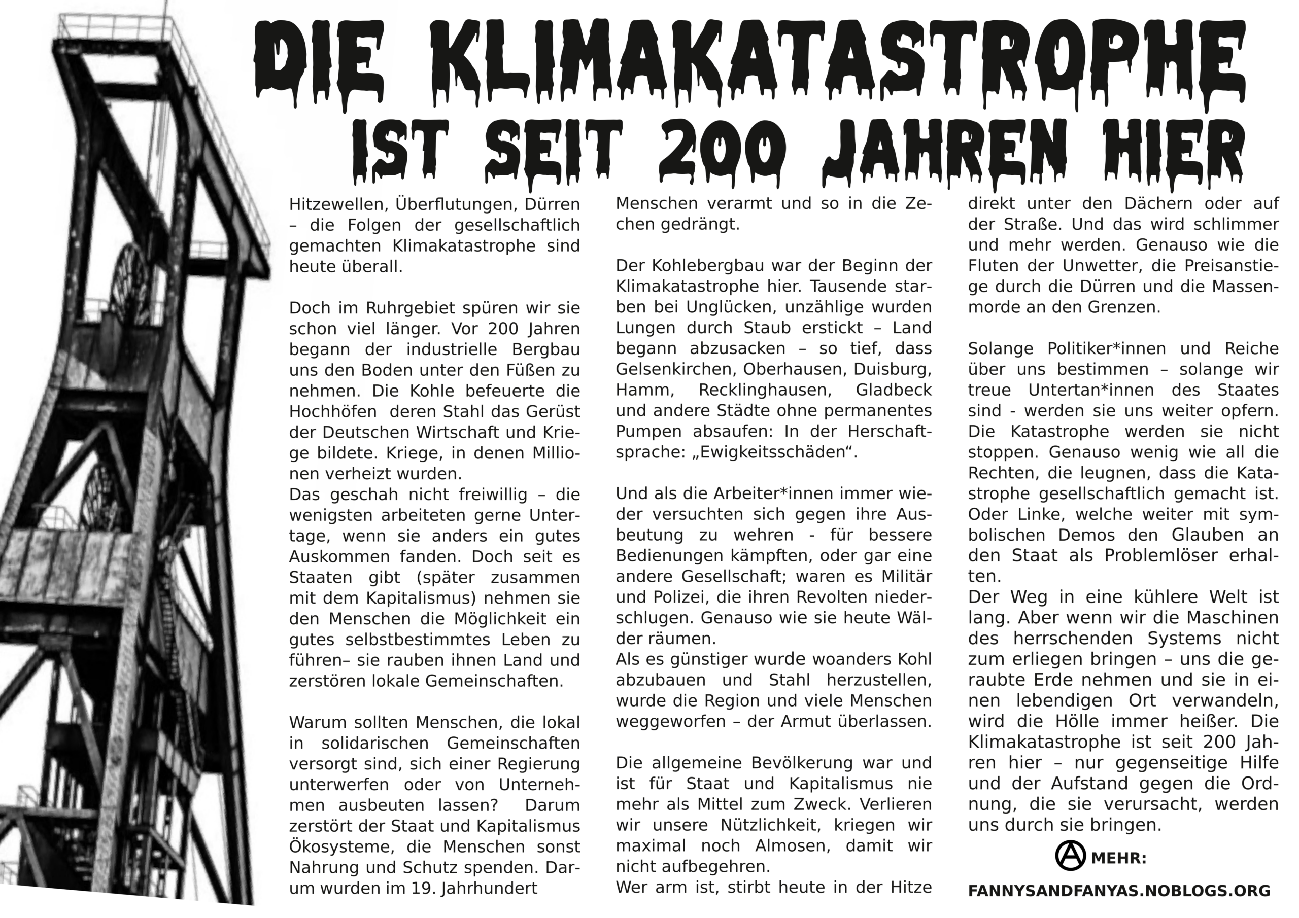 Plakat: Die Klimakatastrophe ist seit 200 Jahren hier